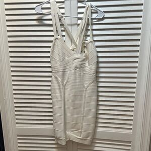 Herve Leger Ivory Bandage Mini Dress by Max Azria Size L